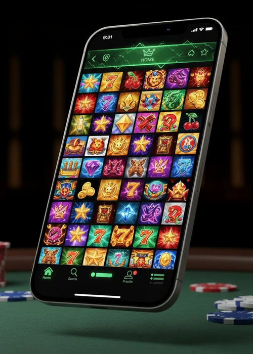 Mobilgerät mit Honey Casino PWA-Interface und Spielauswahl in CHF